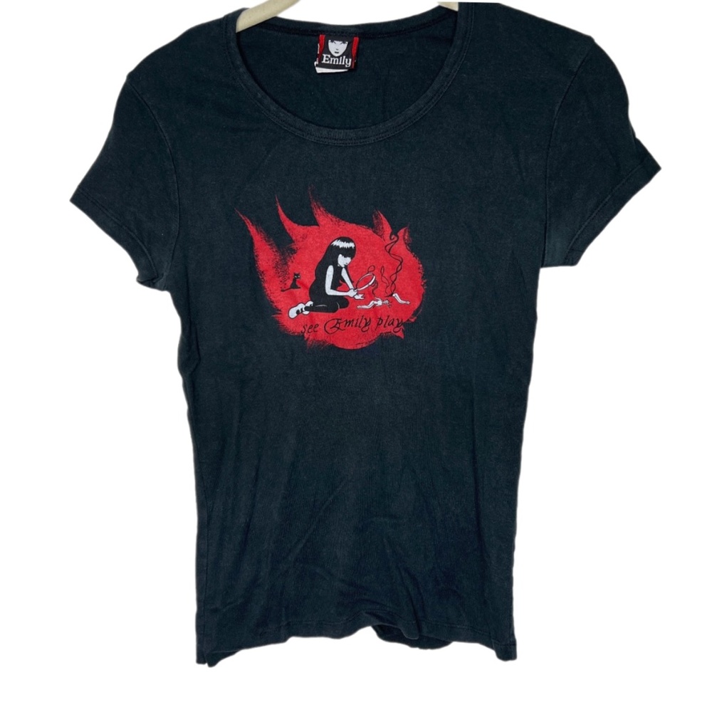 Vintage Emily Strange See Emily Play Graphic Cap Sleeve Tee Shirt XS